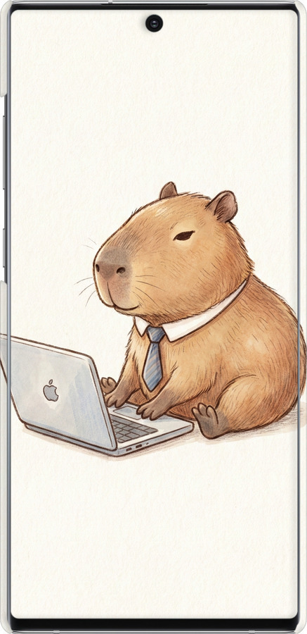 3D пластиковый матовый чехол Funny Capybara CEO Working для Samsung Galaxy Note 10 Plus - 6777m-1756 изображение 