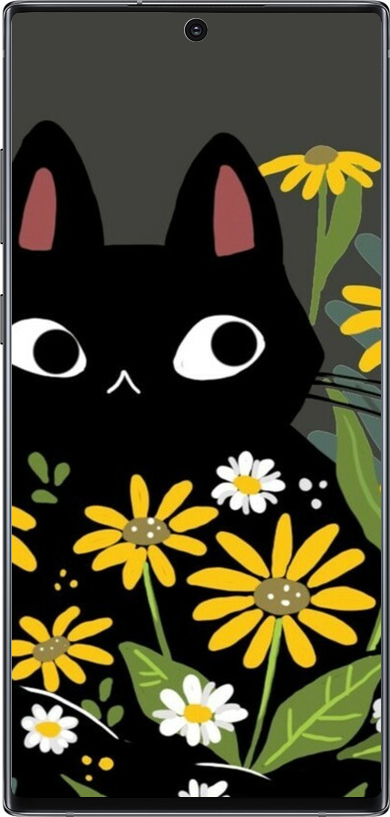 Силиконовый чехол Черный кот с цветами для Samsung Galaxy Note 10 Plus - 6448u-1756 изображение 