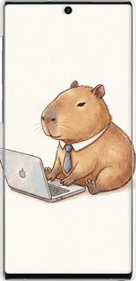 3D пластиковый матовый чехол Funny Capybara CEO Working для Samsung Galaxy Note 10 - 6777m-1718 изображение 