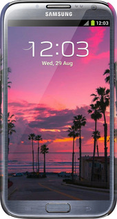 3D пластиковий матовий чехол Пальми для Samsung Galaxy Note 2 N7100 - 5873m-17 изображение 