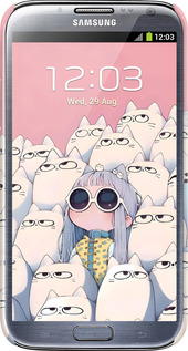 3D пластиковий матовий чехол Малышка с котами для Samsung Galaxy Note 2 N7100 - 6295m-17 изображение 