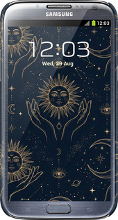 3D пластиковый матовый чехол Celestial Harmony: Sun & Moon Gold Mystic Pattern для Samsung Galaxy Note 2 N7100 - 6778m-17 изображение 