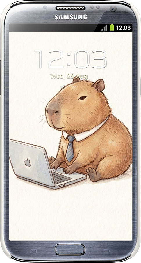 3D пластиковый матовый чехол Funny Capybara CEO Working для Samsung Galaxy Note 2 N7100 - 6777m-17 изображение 