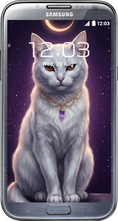 2D пластиковый чехол Mystic White Cat Gothic Dark Purple Gold для Samsung Galaxy Note 2 N7100 - 6805t-17 изображение 