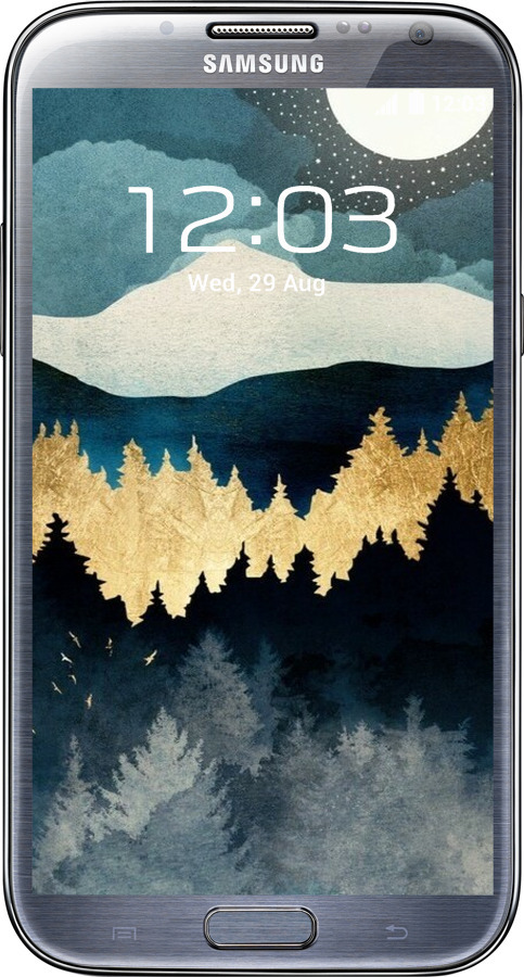 2D пластиковий чехол Нічний краєвид з лісом та горами для Samsung Galaxy Note 2 N7100 - 6493t-17 изображение 