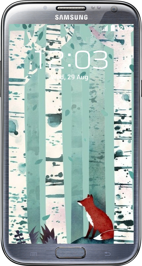 2D пластиковый чехол Лис в зелёном лесу для Samsung Galaxy Note 2 N7100 - 6547t-17 изображение 