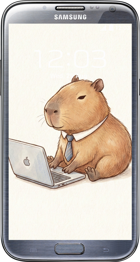 2D пластиковый чехол Funny Capybara CEO Working для Samsung Galaxy Note 2 N7100 - 6777t-17 изображение 