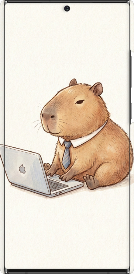 3D пластиковый матовый чехол Funny Capybara CEO Working для Samsung Galaxy Note 20 Ultra - 6777m-2051 изображение 