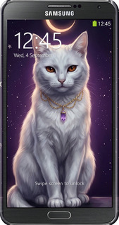 3D пластиковый глянцевый чехол Mystic White Cat Gothic Dark Purple Gold для Samsung Galaxy Note 3 N9000 - 6805c-29 изображение 
