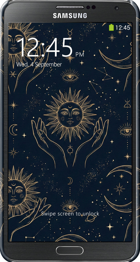 3D пластиковий глянцевий чехол Celestial Harmony: Sun & Moon Gold Mystic Pattern для Samsung Galaxy Note 3 N9000 - 6778c-29 изображение 