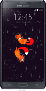 3D пластиковый глянцевый чехол Лисички в космосе для Samsung Galaxy Note 4 N910H - 4519c-64 изображение 