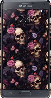 3D пластиковый матовый чехол Черепа и розы для Samsung Galaxy Note 4 N910H - 6316m-64 изображение 