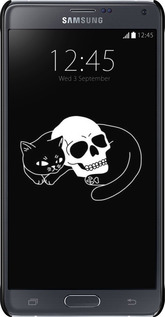 3D пластиковий матовий чехол Із зображенням кота та черепа для Samsung Galaxy Note 4 N910H - 6491m-64 изображение 