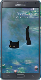 3D пластиковый матовый чехол С изображением кота и водяной лилии Monet для Samsung Galaxy Note 4 N910H - 6519m-64 изображение 