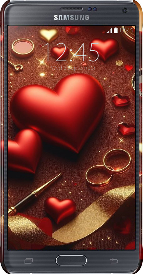 3D пластиковый глянцевый чехол Сердечки v3 для Samsung Galaxy Note 4 N910H - 5833c-64 изображение 
