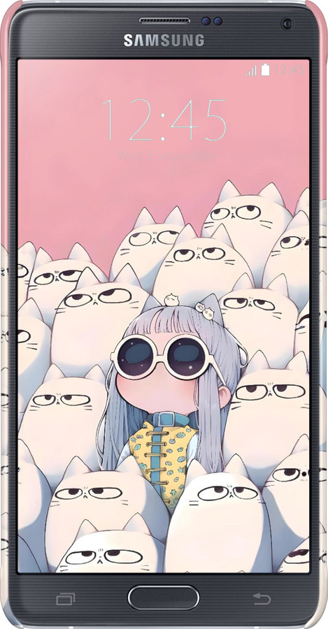 3D пластиковий матовий чехол Малышка с котами для Samsung Galaxy Note 4 N910H - 6295m-64 изображение 