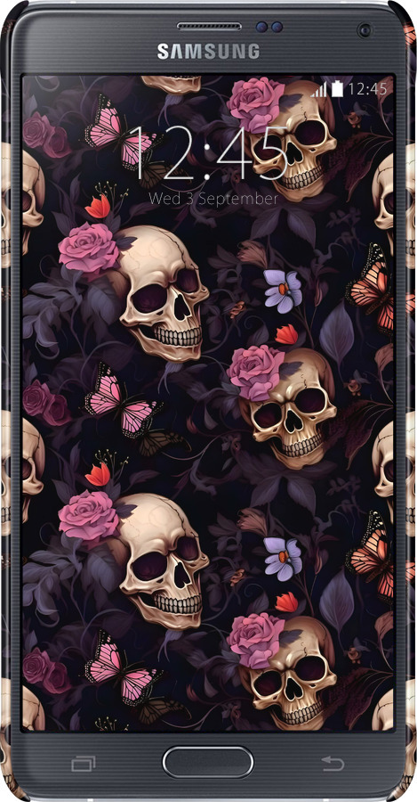 3D пластиковый матовый чехол Черепа и розы для Samsung Galaxy Note 4 N910H - 6316m-64 изображение 