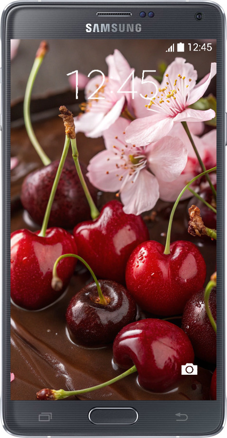 Силиконовый чехол Вишня в шоколаде для Samsung Galaxy Note 4 N910H - 6698u-64 изображение 