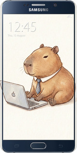 3D пластиковий глянцевий чехол Funny Capybara CEO Working для Samsung Galaxy Note 5 N920C - 6777c-127 изображение 