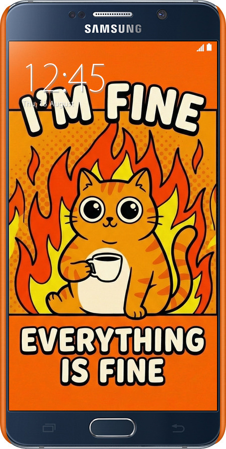 3D пластиковий глянцевий чехол Funny Cat для Samsung Galaxy Note 5 N920C - 6786c-127 изображение 