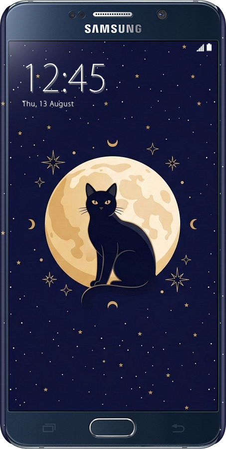 3D пластиковий глянцевий чехол Cute Cat Celestial/Witchy для Samsung Galaxy Note 5 N920C - 6787c-127 изображение 