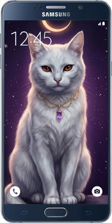 2D пластиковый чехол Mystic White Cat Gothic Dark Purple Gold для Samsung Galaxy Note 5 N920C - 6805t-127 изображение 