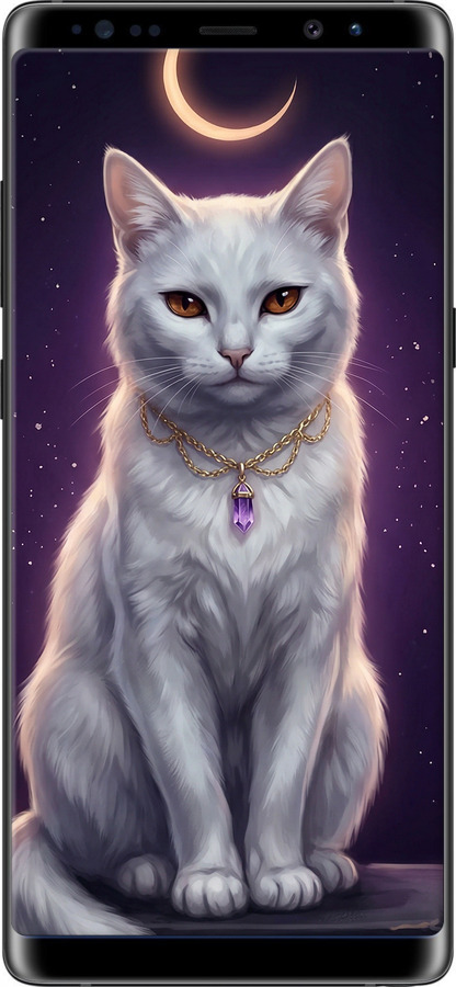 TPU чехол Mystic White Cat Gothic Dark Purple Gold для Samsung Galaxy Note 8 - 6805b-1020 изображение 