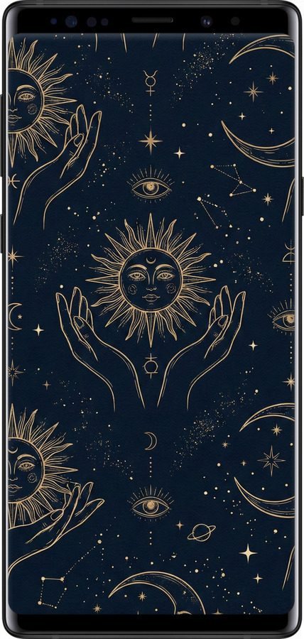 Силиконовый чехол Celestial Harmony: Sun & Moon Gold Mystic Pattern для Samsung Galaxy Note 9 N960F - 6778u-1512 изображение 