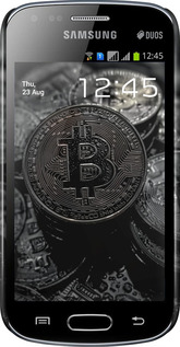 3D пластиковый глянцевый чехол Black Bitcoin для Samsung Galaxy S Duos s7562 - 6090c-84 изображение 