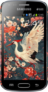 3D пластиковый глянцевый чехол Сакура и аист для Samsung Galaxy S Duos s7562 - 6108c-84 изображение 