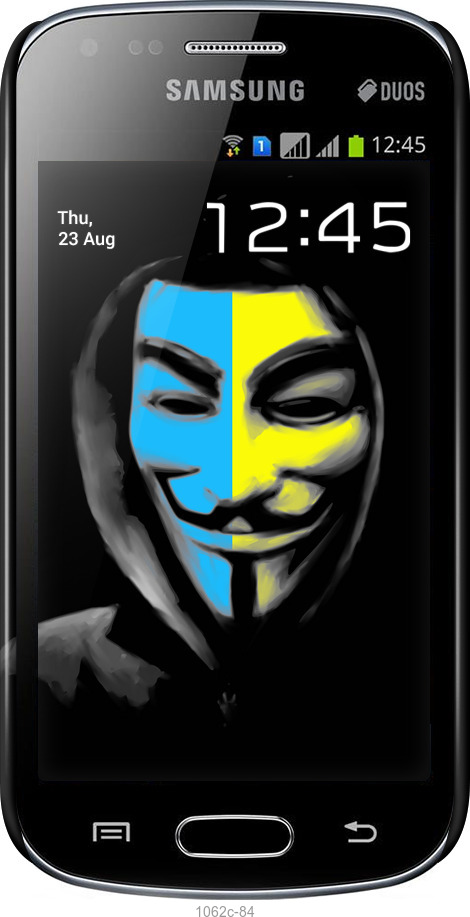 3D пластиковий глянцевий чехол Український анонімус для Samsung Galaxy S Duos s7562 - 1062c-84 изображение 