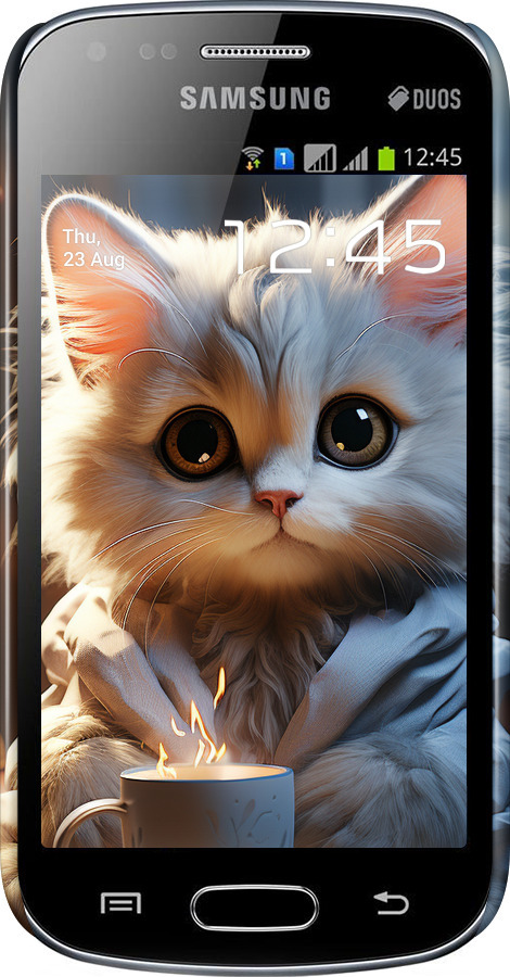 3D пластиковый матовый чехол White cat для Samsung Galaxy S Duos s7562 - 5646m-84 изображение 