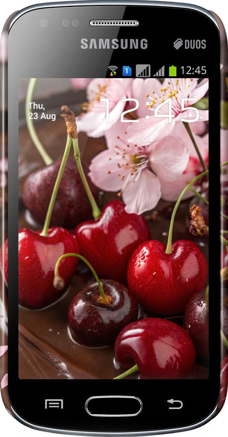 3D пластиковий глянцевий чехол Вишня у шоколаді для Samsung Galaxy S Duos s7562 - 6698c-84 изображение 
