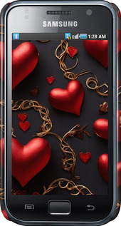 3D пластиковый матовый чехол Сердечки для Samsung Galaxy S i9000 - 5831m-77 изображение 