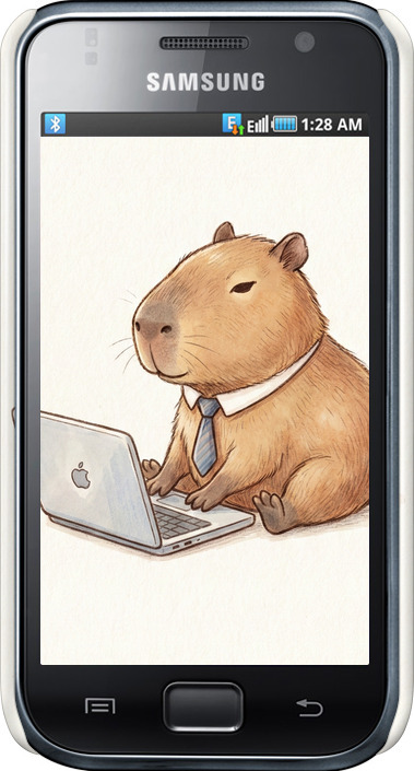 3D пластиковый глянцевый чехол Funny Capybara CEO Working для Samsung Galaxy S i9000 - 6777c-77 изображение 