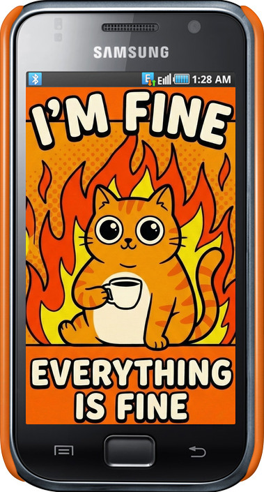 3D пластиковий глянцевий чехол Funny Cat для Samsung Galaxy S i9000 - 6786c-77 изображение 