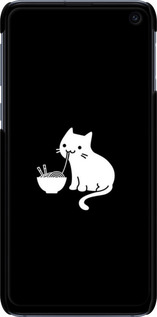 3D пластиковый матовый чехол С милым котом на черном фоне для Samsung Galaxy S10e - 6528m-1646 изображение 