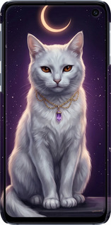 3D пластиковый матовый чехол Mystic White Cat Gothic Dark Purple Gold для Samsung Galaxy S10e - 6805m-1646 изображение 