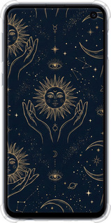 Силіконовий протиударний с посиленими кутами чехол Celestial Harmony: Sun & Moon Gold Mystic Pattern для Samsung Galaxy S10e - 6778sp-1646 изображение 