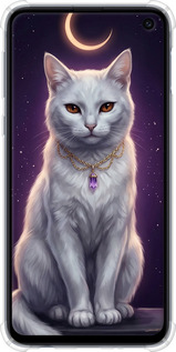 Силикон с усиленными углами чехол Mystic White Cat Gothic Dark Purple Gold для Samsung Galaxy S10e - 6805sp-1646 изображение 