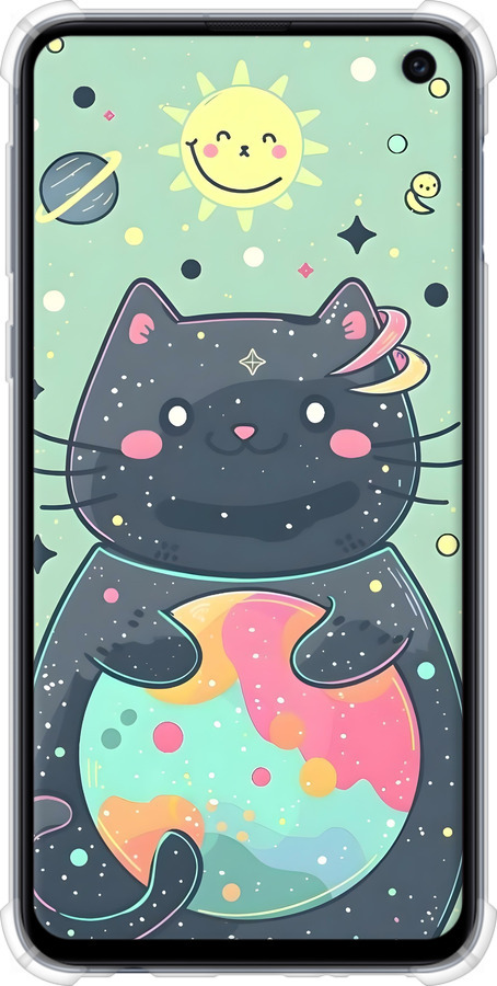 Силикон с усиленными углами чехол Милый котик для Samsung Galaxy S10e - 6364sp-1646 изображение 