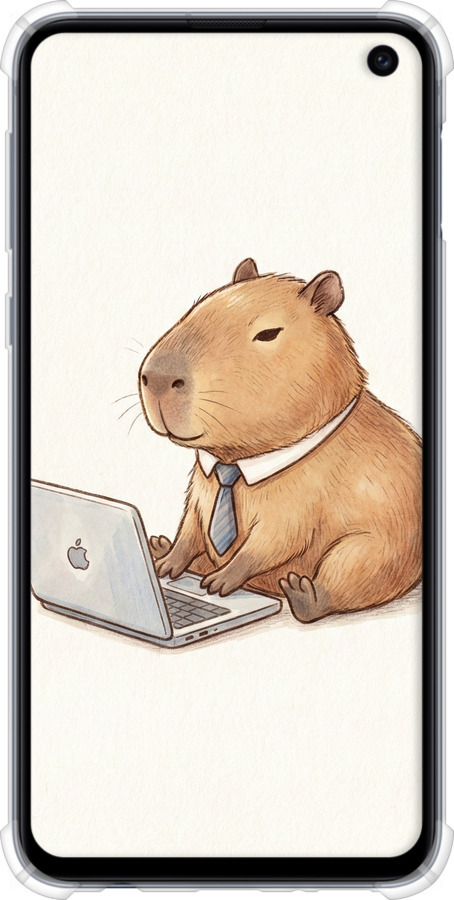 Силіконовий протиударний с посиленими кутами чехол Funny Capybara CEO Working для Samsung Galaxy S10e - 6777sp-1646 изображение 