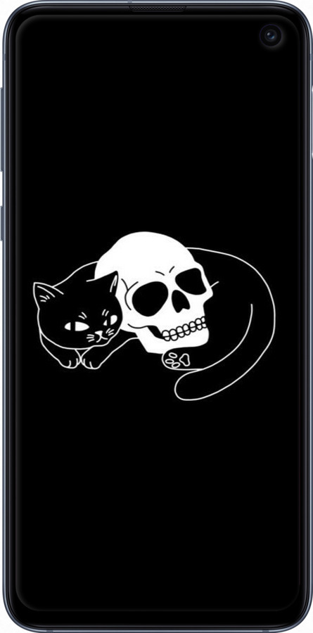 2D пластиковий чехол Із зображенням кота та черепа для Samsung Galaxy S10e - 6491t-1646 изображение 