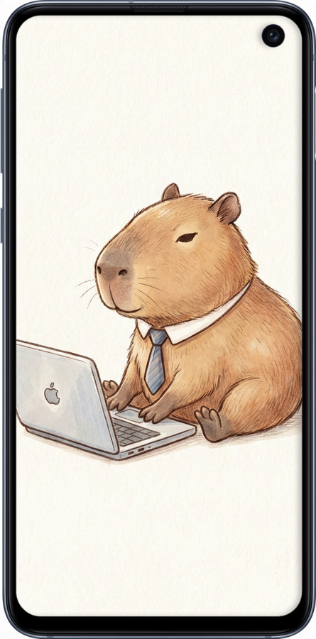 2D пластиковий чехол Funny Capybara CEO Working для Samsung Galaxy S10e - 6777t-1646 изображение 