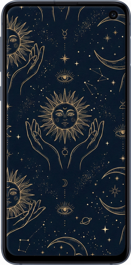 2D пластиковий чехол Celestial Harmony: Sun & Moon Gold Mystic Pattern для Samsung Galaxy S10e - 6778t-1646 изображение 