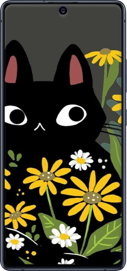 TPU чехол Черный кот с цветами для Samsung Galaxy S10 Lite 2020 - 6448b-1851 изображение 