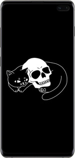 TPU чехол С изображением кота и черепа для Samsung Galaxy S10 Plus - 6491b-1649 изображение 