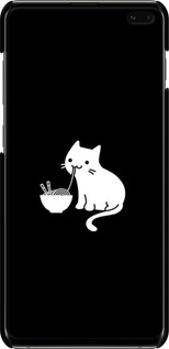3D пластиковый матовый чехол С милым котом на черном фоне для Samsung Galaxy S10 Plus - 6528m-1649 изображение 