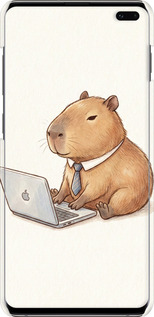 3D пластиковий матовий чехол Funny Capybara CEO Working для Samsung Galaxy S10 Plus - 6777m-1649 изображение 