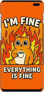 3D пластиковий матовий чехол Funny Cat для Samsung Galaxy S10 Plus - 6786m-1649 изображение 